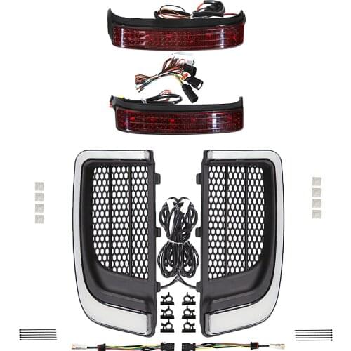 Black Fairing Lower Grills Turn Signal And Red Saddlebag Light For Harley 2014-2020 CVO Street Glide