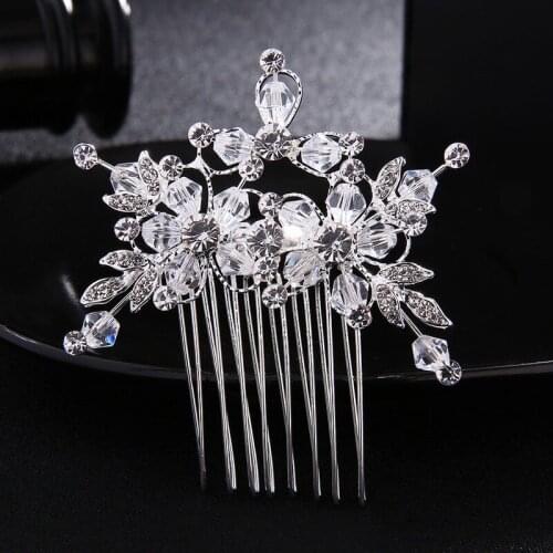 Delicate brides headdress alloy water drill trumpet, comb hair combs, simple hair and hair accessories wholesale