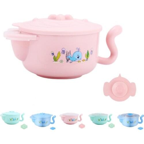 Children Bowl with Handle Water-filled Design Utensils Baby Stainless Steel Feeding Bowl pour enfants Home Use cosas de bebe
