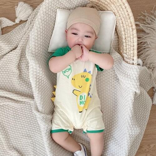 Baby Summer Short-sleeved Rompers Baby One-piece Cute Dinosaur Cartoon Clothing Kids Summer Clothes Baby Boy Outfit Rompers