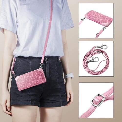 Diagonal Bag for iPhone 5S 6S 7 8 Plus 11 12 Pro Max X XS XR Mobile Phone Case Lanyard Clamshell Holster Protective Cover