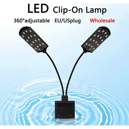 Double Head Aquarium LED Lighting White Fish Tank Light Lamp Aquatic Plants Lighting Clip-On Lamp