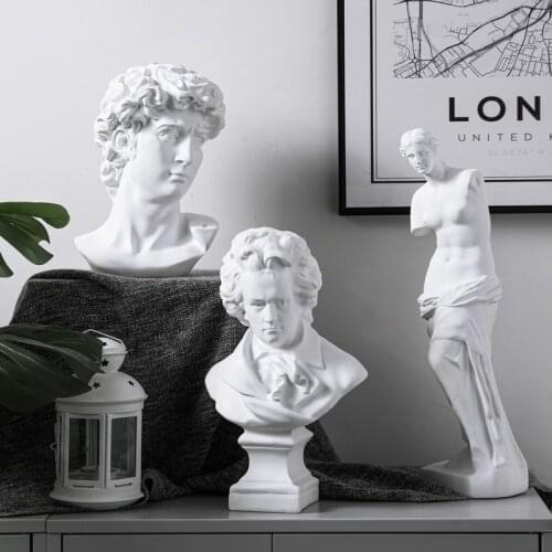 European Resin Apollo David Mythological Figure Sculpture Crafts Imitation Plaster White Figure Statue Figurines Home Decoration