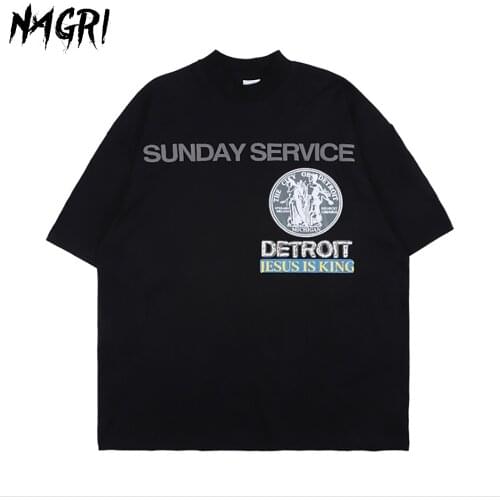 NAGRI Kanye Jesus Is King Sunday Service T Shirt Men Hip Hop Streetwear Oversized Loose T-Shirts Casual Summer Tops Tees Cotton