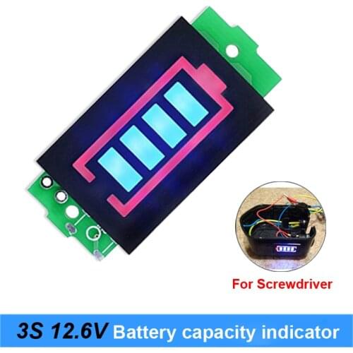 3S 3 Series Lithium Battery Capacity Indicator Module 12.6V Blue Display Battery Screwdriver Bike Power Tester Li-po Li-ion