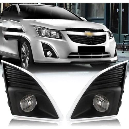 JanDeNing Car Fog Lights For CHEVROLET CRUZE 2013-2014 Clear Front Fog Lamp Cover Trim Replace Assembly Kit (One Pair)
