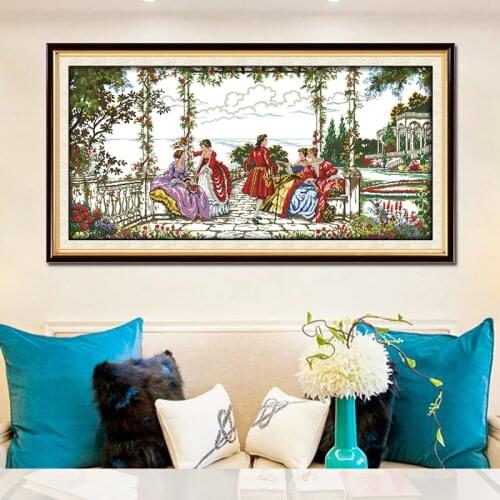 Joy Sunday Cross Stitch Needlework Kit Noble Life Picture Garden Swing European Style Hand Embroidery Home Decoration Painting