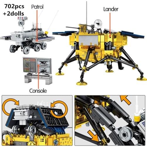 Aerospace Space Flight Chang'e Lunar Probe Building Blocks Set Bricks Lunar Detector Manned Classic Model Toys For Children Gift