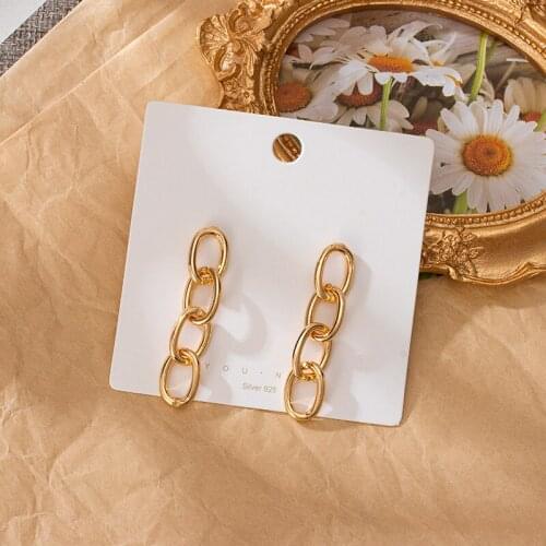 Kshmir Earrings Punk Earrings 2020 New Chain Earrings Simple Design Earrings Gold Colour Long Chain Metallic Geometric Jewelry