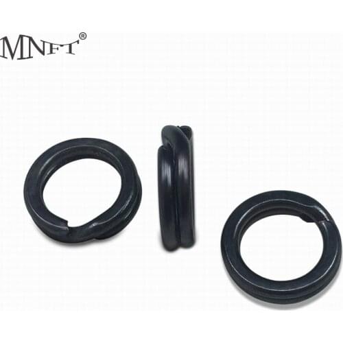 MNFT 100pcs Squashed Split Dual Layer Ring Matt Black Anti-corrosion Hard Lure Snap Quick Change Tackle Bait Connector