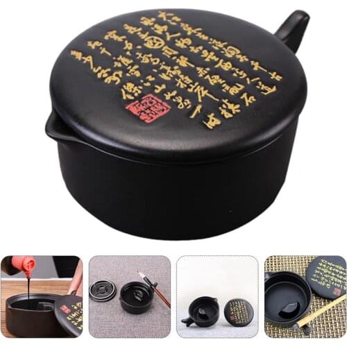 Multifunctional Inkslab Calligraphy Inkstone Ceramic Painting Inkslab with Cover