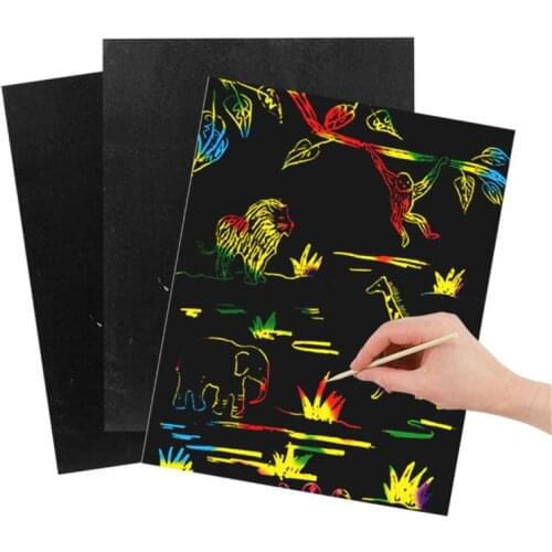 Scratch Art Set, 50 Piece Rainbow Magic Scratch Paper for Kids Black Scratch Off Y4QA