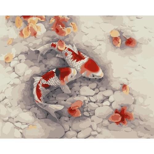 DIY Pictures By Number Animal Kits Hand Painted Painting Art Painting By Numbers Fish Drawing On Canvas Gift Frame Home Decor