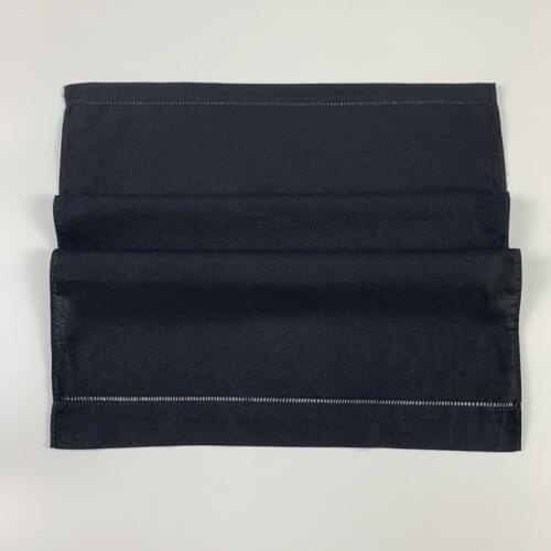 Set of 12 Fashion Black Linen Guest Towels Hand Towel with Embroidered Hemstitched Handkerchiefs Towel Tea Towels14x22-inch