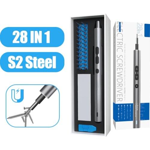 28in1 Precision Electric Screwdriver Set Portable Rechargeable Magnetic Bit for Electric Cordless Screwdriver LED Light