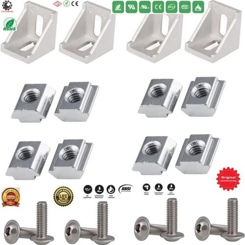 2020 Series Aluminum Profile Connector Set,Corner Bracket,T-Slot Nuts,Hex Socket Cap Screw Bolt,6mm Aluminum Profile Accessories