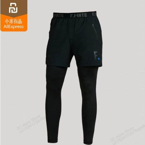 Original Xiaomi mijia mens training tights shorts two in one breathable fitness running pants lightweight sweatpants smart home