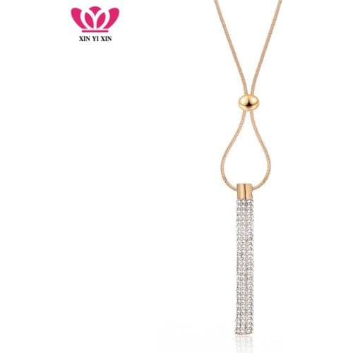 Long Crystal Pendant Necklace Women Gold Geometric Beads Adjustable Necklace Elegant Party Statement Fashion Jewelry 2019 Gifts