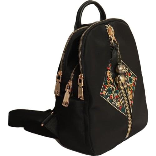 New Casual Oxford Cloth Women Daily Backpack Teenager Girls Vintage Embroidered Shoulder School Bag Ladies Bagpack Rucksack