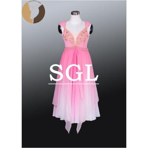 Girls Pink Ballet Tutu Long Skirts Adult Chiffon Skirt Dance Costumes Fow Show Fairy Wear Adult Romantic Tutu For Show AT1161