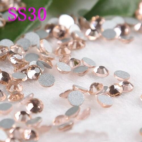 SS30 288pcs/pack Champagne Non HotFix Rhinestone crystal flat back strass stone for DIY garment accessaries