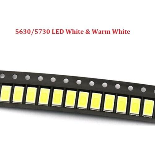 200pcs 5630 SMD 5730 LED Surface Mount Led White 0.5w Ultra Birght Led Diode Chip Warm White 3200k & 6500k 0.5W-150Ma 3.2~3.4V
