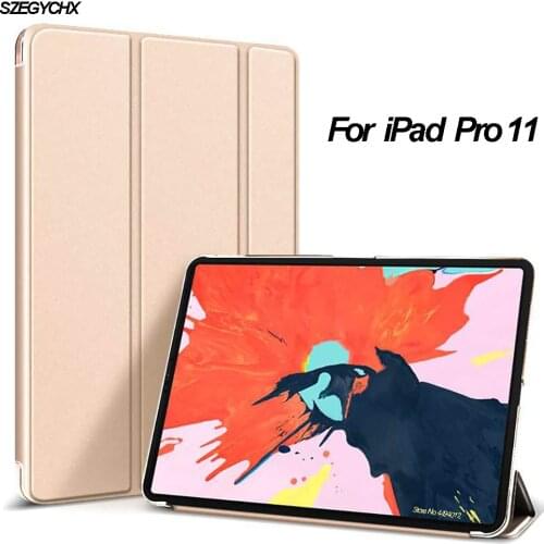 For iPad Pro 11-in 2018 New Release Case Ultra Slim PU Leather Trifold Stand Cover For iPad Pro 11 Smart magnetic Auto / Sleep