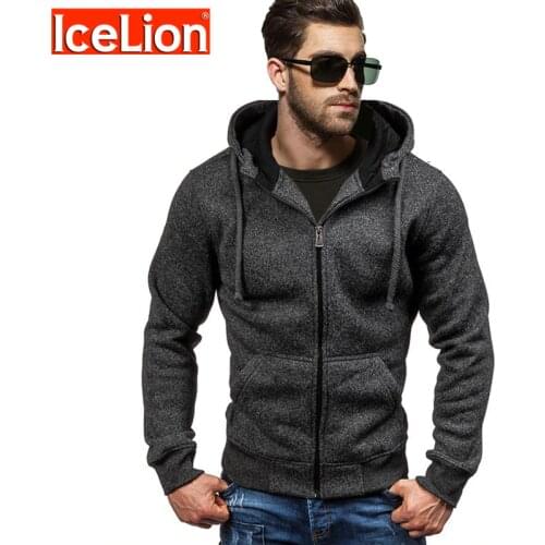 IceLion 2021 Spring Hoodies Men Zipper Cardigan Sweatshirts Long Sleeve Slim Fit Cotton Sportswear Mens Solid Casual Tracksuit