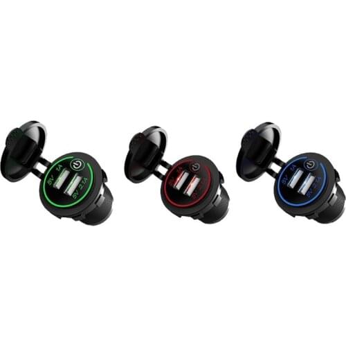 Waterproof 12V 24V Dual USB LED Car Charger With Touch ON OFF Switch Power Cable For Car Boat Marine Truck Motorcycle Camper