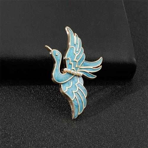 Blue Crane Bird Animal Alloy Brooches Women Grand Party Grace Casual Jewelry Accessory Pins Fine Gifts For Girlfriend