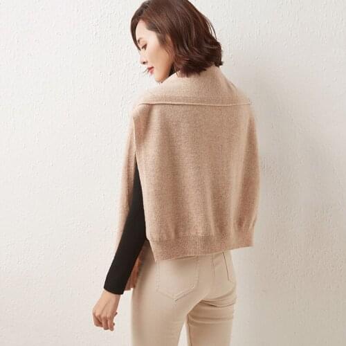 100% Wool Knitted Shawl Woman 21 Spring And Autumn Outside With Cloak Knotted Scarf Multi-Purpose Shoulder Thickening Warm Scarf