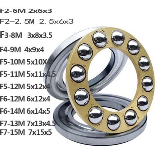 1 thrust ball bearing, axial plane ball bearing, miniature 3-in-1, F2-6M, F2.5-6M, F3-8M, F5-10M, F6-12M, F7-15M