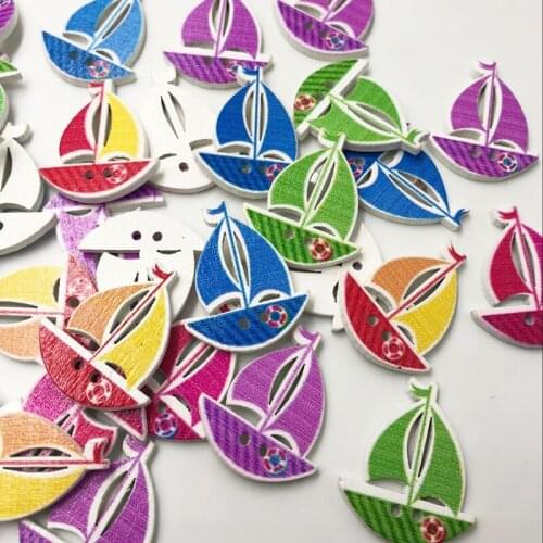 100pcs Mixed 2 Holes boat Wooden Buttons Sewing and Scrapbook Scrapbooking Sewing Accessories WB595