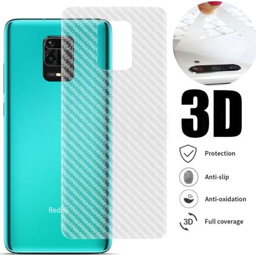 10Pcs 3D Clear Carbon Fiber Film for Xiaomi Mi 11 Poco X3 Redmi Note 9s 8 9 10 Pro 7 8T Protective Back Cover Screen Protector