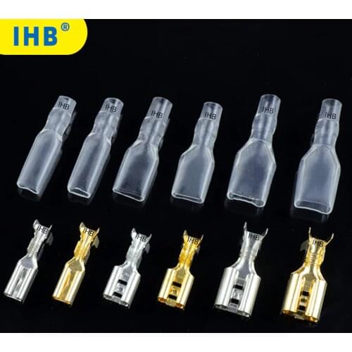 2.8/4.8/6.3mm Spade Crimp Terminals Transparent Insulating Sleeve Wire Wrap Connector for 22-16 AWG 0.5mm2-1.5mm2 Female Cover