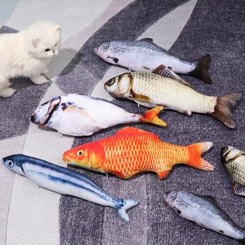 20/30/40cm Simulation Fish Plush Animals Cat Toys Kitten Pillow Catnip Plush Toys Funny Interactive Chewing Playing Toy Tool