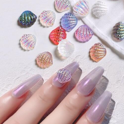 30pcs/lot Nail 3D Art Design Symphony Colorful Resin Decoration Mermaid Shells DIY Manicure Decal