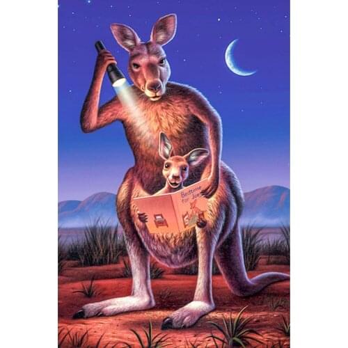 New Full Square 5D DIY Animal Kangaroo Diamond Painting Embroidery Cross Stitch Rhinestone Mosaic Home Decoration Gift FH876