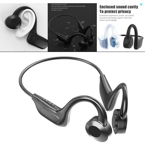 VG02 Open Ear Bluetooth 5.1 Headset Earbuds Bone Conduction Sport Earphones with Microphone, Life Waterproof