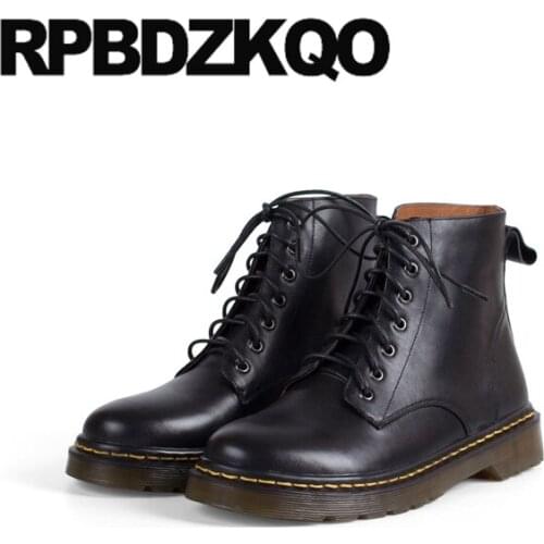 Booties British Combat Lace Up Military Fall Black Women Boots Winter 2021 Ankle Autumn Flat Short Shoes Army Genuine Leather