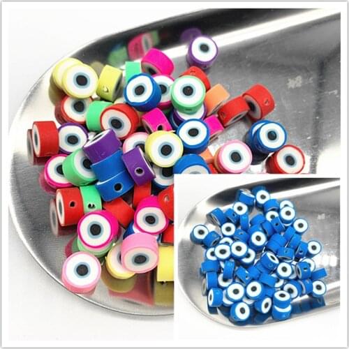30pcs 10mm Mixed Evil Eye Beads Polymer Clay Beads Polymer Clay Spacer Loose Beads for Jewelry Making DIY Bracelet Accessories