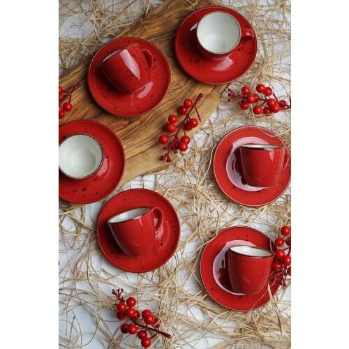 Tulu Porcelain Luna Red 6 Personality Coffee Cup Pad