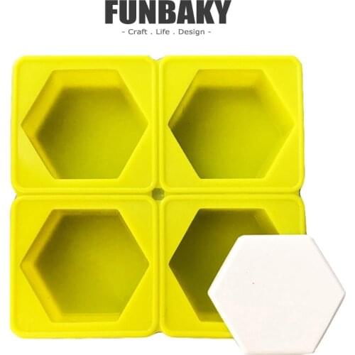 FUNBAKY 4 Cavity Geometric Soap Mold Silicone Square Mold For Soap Making DIY Household Simple Soap Molds