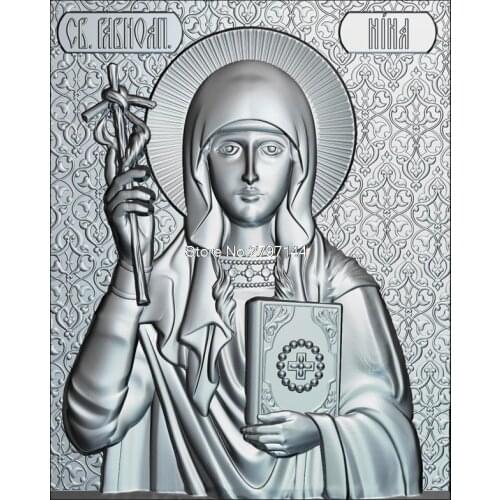 The icon of St.Equal to the Apostles Nina 3d model for cnc STL format Religion 3d Relief Model STL Router 3 axis Engraver ArtCam