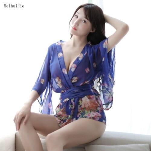 Japanese traditional kimono woman bathrobe geisha clothing blue sexy perspective kimonos clothing dress japanese style cosplay
