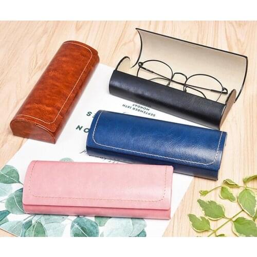Leather Glasses Case For men Waterproof Hard Frame Eyeglass Case Women Reading Glasses Box Multicolor Eyewear Spectacle Cases