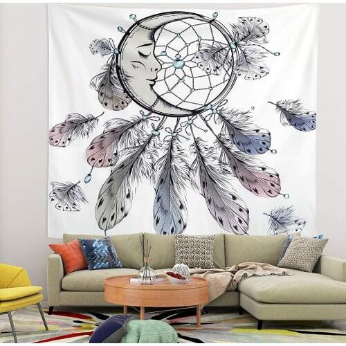 Bohemian Tapestry Wall Hanging Psychedelic Feather Wall Tapestry Room Decor Bedroom Wall Decoration Mural Witchcraft Supplies