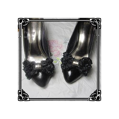 New 12pair/lot chiffon bow-knot shoe clip fashion Shoes Accessories can removable