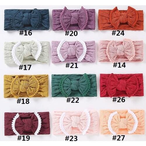 Bulk 100PC/lot Baby Girls Boys Wide Nylon Headbands,Knotted Hair Bow Ribbed Headband,Waffle Knit Knot Bow Nylon Turban Headband