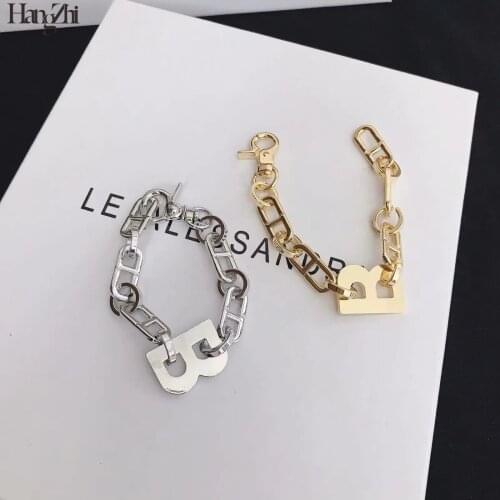 European and American retro light luxury personality exaggerated old letter B pendant index metal finger ring for women girls